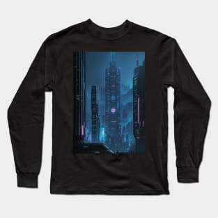 Futuristic Cyber Dystopian City Long Sleeve T-Shirt